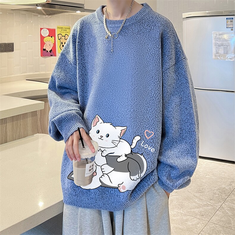 加厚加绒毛衣男大码毛线衣男针织衫男线衫M19300-P45加绒款-P65,男装针织衫/毛衣,电商A040