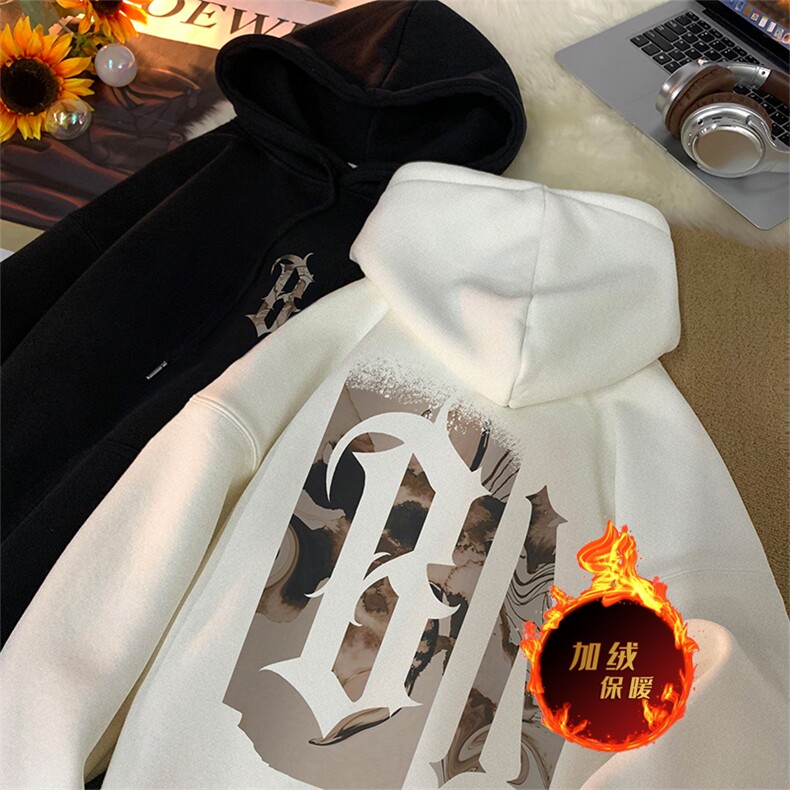 500克重磅冬季美式加绒加厚卫衣外套DL1537常规特P35加绒特40图片