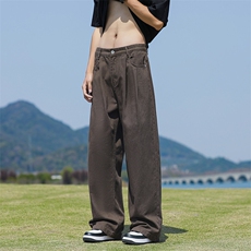 夏季日系宽松直筒工装裤简约复古户外垂感休闲裤现货K7913-P46，男装休闲裤，星座512-3