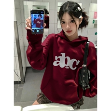 C0218-P55美式复古字母印花连帽卫衣学院风学生情侣上衣，男装卫衣，星座617A-2