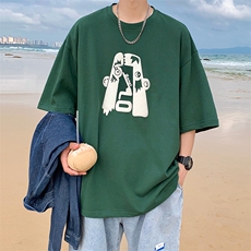 植绒发泡印花重磅T恤XY5092-TP35控价48港风220克纯短袖T恤，男装T恤，电商A102-1