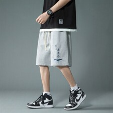 HD74261-P22华夫格短裤男大码宽松五分裤男直筒中裤，男装休闲裤，电商A040