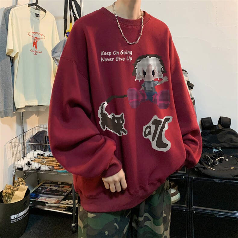 ！圆领卫衣男装港风长袖T恤男外套男WY160-P28,男装卫衣,电商B367