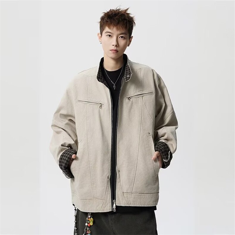 1506-1/WJK21011/P74防风夹克牛仔外套百搭休闲潮流复古时尚情侣，男装工装外套，星座1506-1