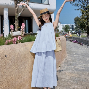 主推套装两件套连衣裙女2025夏季新款女装休闲气质裙子遮肚子好图片
