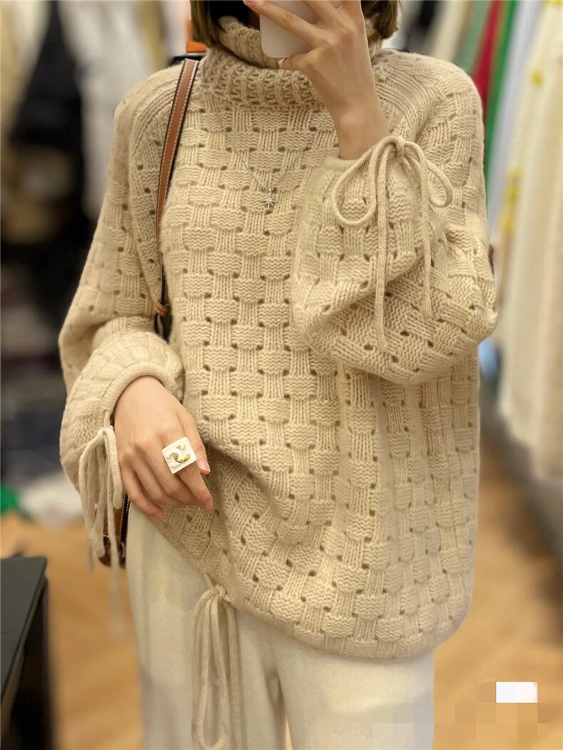 复古慵懒风毛衣女秋冬季宽松休闲针织衫上衣,女装羊毛衫,思途羊绒