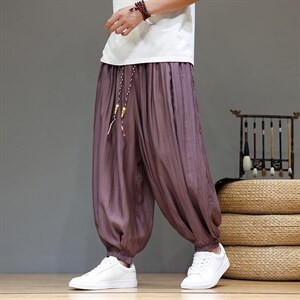 2026夏装新款 风夏季轻薄透气冰丝灯笼裤 宽松版 2503-P55，男装休闲裤，电商A057B