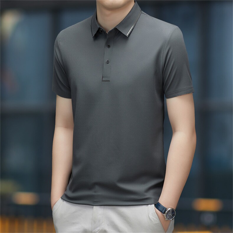 中年休闲男装翻领半袖T恤衫2023夏季新款男士polo衫薄款休闲上衣,男装Polo衫,电商B212（原钱塘6029）