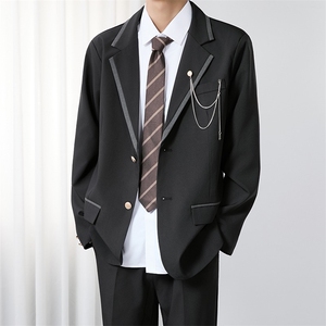 日系学院风DK制服男生西服套装ins英伦风学生痞帅西装外套班服潮图片