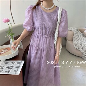 夏季盐缩连衣裙,女装连衣裙,6·9衣社