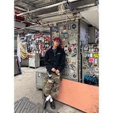 美式复古破洞补丁迷彩工装牛仔短裤男女夏季显瘦宽松阔腿七分裤子，男装牛仔裤，星座1210-1