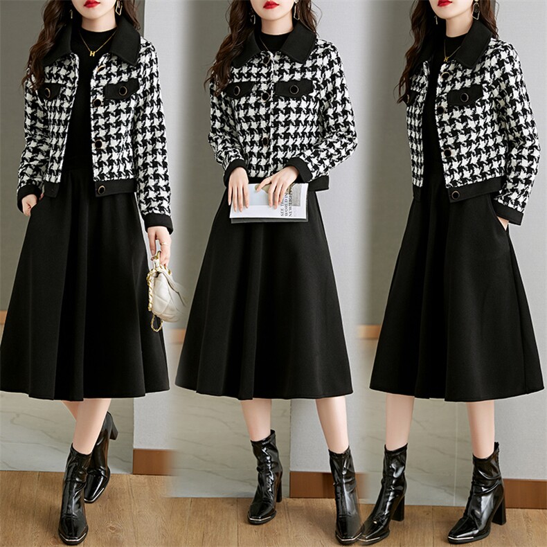 2022秋冬时尚简约大方气质优雅收腰显瘦休闲修身百搭潮流连衣裙，女装套装/套裙，香水丽阁