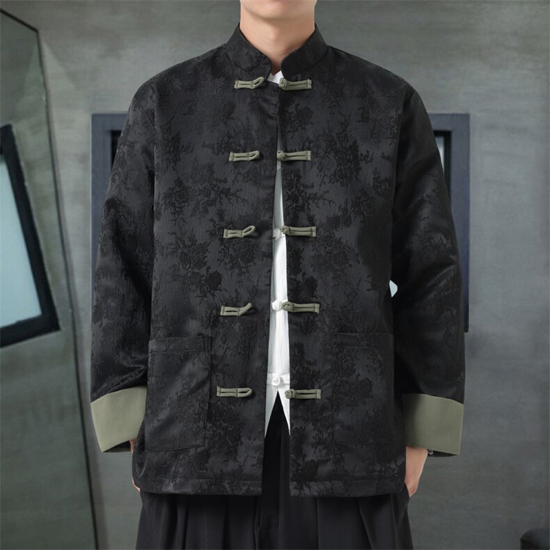 男士外套浮雕梅花夹克盘扣立领唐装风XZ1512-2504单夹克-P80,男装夹克,星座1512