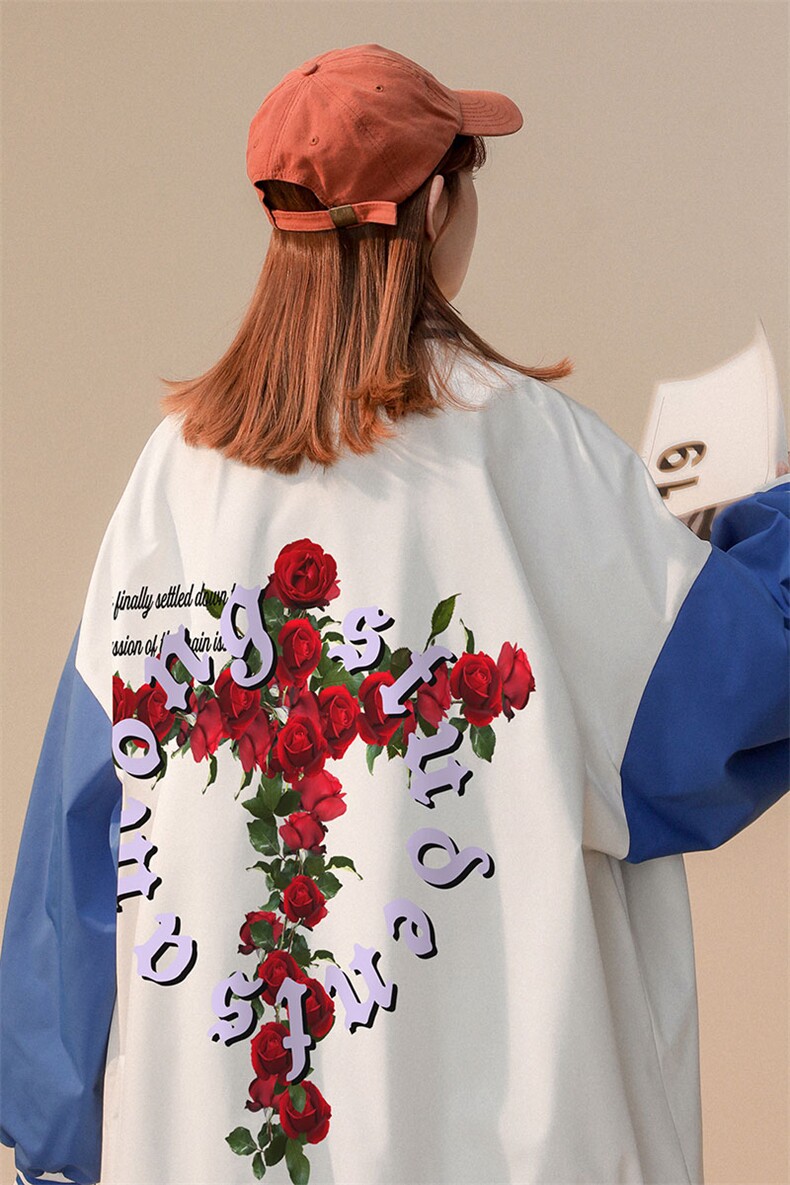 ！秋季新品玫瑰十字架潮牌印花棒球服夹克外套G73-P65控98,男装夹克,A247A