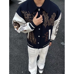 网图有货 重工刺绣呢料夹克男美式飞行员棒球服外套女 A877-P72图片