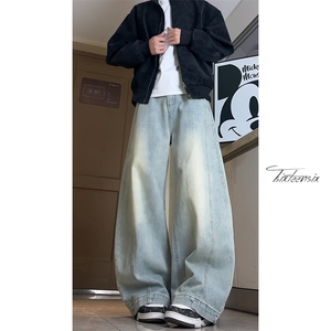 美式弯刀牛仔裤男宽松复古阔腿长裤A166-NL5702-特P40加绒50控78图片