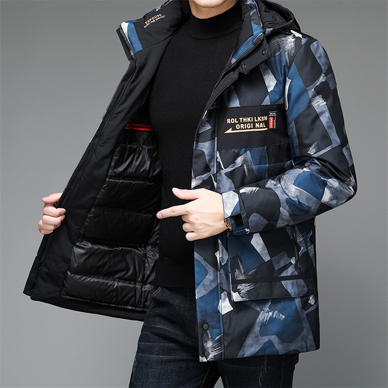 冬季男士可脱卸帽加厚保暖羽绒服中年爸爸装新款商务休闲外套,男装羽绒服,电商B212（原钱塘6029）