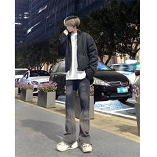 博主图牛仔裤男秋冬设计感微喇cleanfit裤子-KZA46-P58，男装牛仔裤，星座1007（原301D）