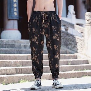 新款九分裤束脚裤夏季烫金休闲大码百搭款风冰丝裤K2505-P68图片