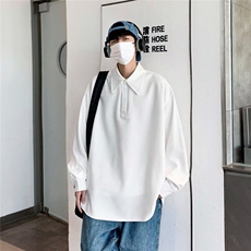 POLO衫男士韩版潮流宽松百搭纯色帅2025秋冬ins卫衣外套WB333-P35，男装Polo衫，星座412-3