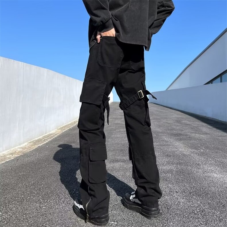 高质量工装裤男港风潮流多口袋高街2024春季ins直筒裤K3635-P60,男装休闲裤,星座412-2