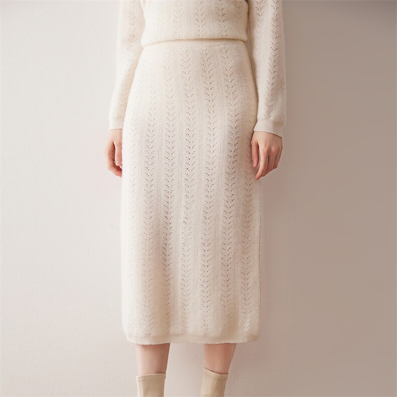 2025年秋季新款百搭女士旗袍镂空半身裙，女装半身裙，尚达羊绒