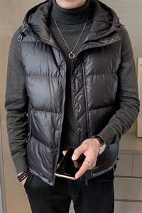 短款连帽羽绒马甲男 日系面包服保暖外套马甲 背心M508-P120图片