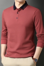 QLM55155男式2023秋季新款长袖T恤男韩版商务休闲男装体恤P63，男装T恤，电商B360