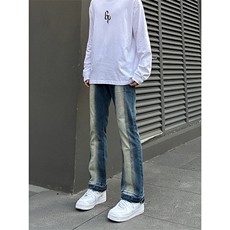 B221美式ins高街暗黑小众毛边修身小脚牛仔裤LK23020-P60控78，男装牛仔裤，电商B221