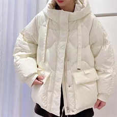 2021冬季新款欧货时尚连帽百搭80％白鸭毛保暖羽绒服，女装羽绒服，L·H·X