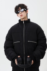 秋冬新款港风复古拉链设计立领保暖棉服男XZ213-MF01-P148控168，男装棉衣，星座213