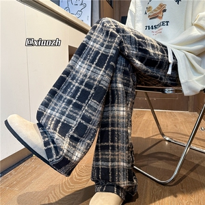 XZ616 秋季新款重磅毛呢格子复古直筒休闲长裤 TY1081 特P30图片