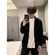 抖音得物保暖立领拉链针织外套秋冬宽松慵懒风纯色毛衣上衣AM02，男装针织衫/毛衣，电商A443