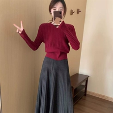 秋冬新款纯色针织圆领套头上衣时尚百搭，女装针织衫/毛衣，泰沅羊绒