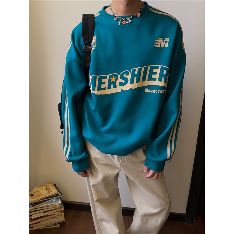 美式复古圆领字母卫衣男女新款宽松情侣套头上衣WY119-P35,男装卫衣,星座208-5