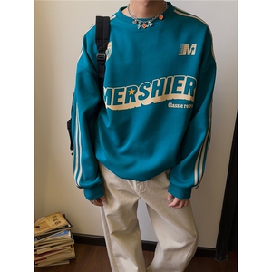 美式复古圆领字母卫衣男女新款宽松情侣套头上衣WY119-P35图片
