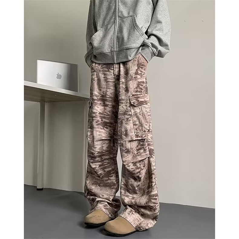 迷彩工装休闲裤男女韩版潮流高街大口袋2024冬季ins长裤K5897-P59，男装休闲裤，星座412-2