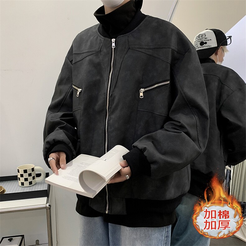 秋冬季2025新款潮麂皮绒加棉夹克宽松棉衣外套XZ212-QWK24JM-P90,男装夹克,星座212