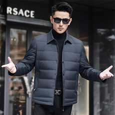 衬衣领男士羽绒服休闲外套基础主推，男装衬衫，钱塘207-1