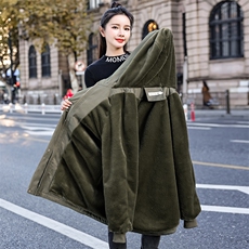 加绒加厚中长款大码胖MM200斤派克服时尚宽松外套大货已出，女装派克服，妃曼