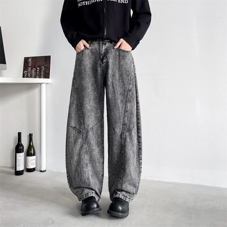 美式牛仔裤男款2025新款春夏潮牌帅高街阔腿长裤弯刀裤RK2506-P70,男装牛仔裤,星座412-3