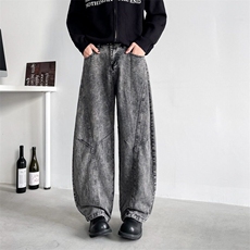 美式牛仔裤男款2025新款春夏潮牌帅高街阔腿长裤弯刀裤RK2506-P70，男装牛仔裤，星座412-3