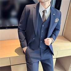 2025主推~高品质色织暗条纹平驳领一粒扣西服三件套SJT8062-P285，男装西服，电商A213