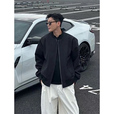 W10583-P78网图现货黑色红内飞行夹克棒球服高品质，男装夹克，星座1608