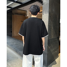 夏季短袖T恤男款亨利领潮流五分袖复古情侣宽松体恤T70677-p38，男装T恤，星座1008