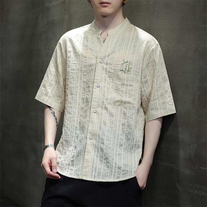 新中式风潮T恤短袖品质服饰刺绣汉服时尚天丝透气T2420-P65,男装T恤,电商A227