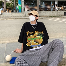 落肩袖重磅短袖t恤夏创意水果印花港风半袖上衣XZ514-2-1295-P28，男装T恤，星座514-2(原B239)