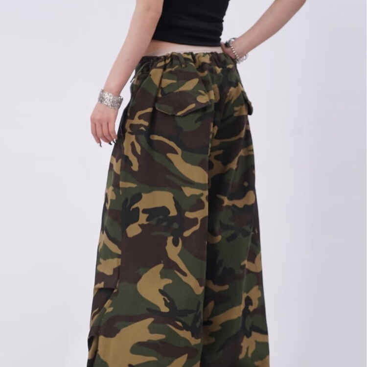 美式复古迷彩伞兵工装裤男女宽松阔腿嘻哈街舞休闲裤潮情侣，女装牛仔裤，星座218-8
