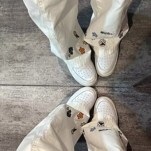 潮牌美式刺绣设计感弯刀牛仔工装裤男女复古宽松阔腿裤L30733-P55图片