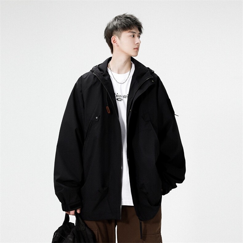 冲锋衣男高品纯色宽松夹克外套DSA157B-J90-P60图片